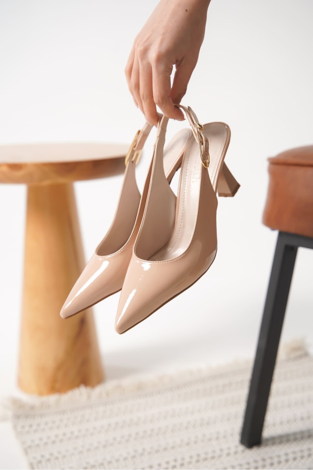 Ophelia Kadın Nude Rugan Topuklu Ayakkabı