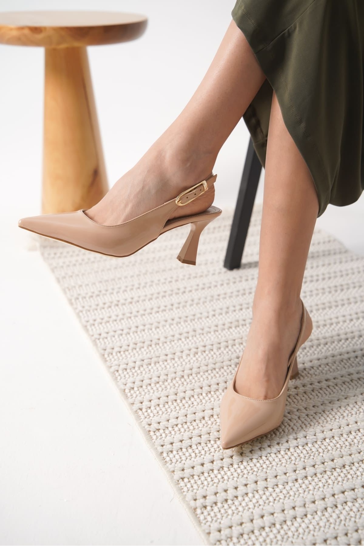 Ophelia Kadın Nude Rugan Topuklu Ayakkabı