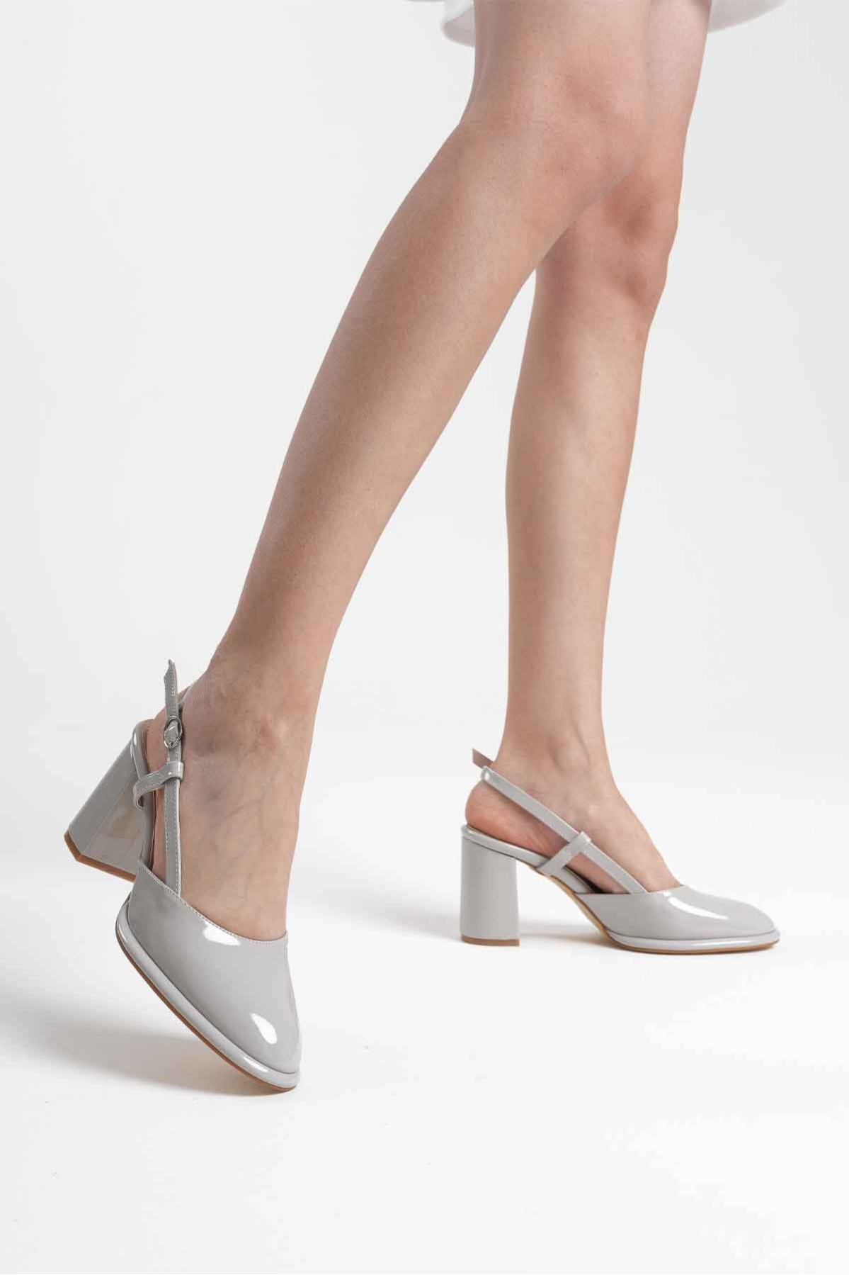 Denma Gri Rugan Kadın Topuklu Ayakkabı