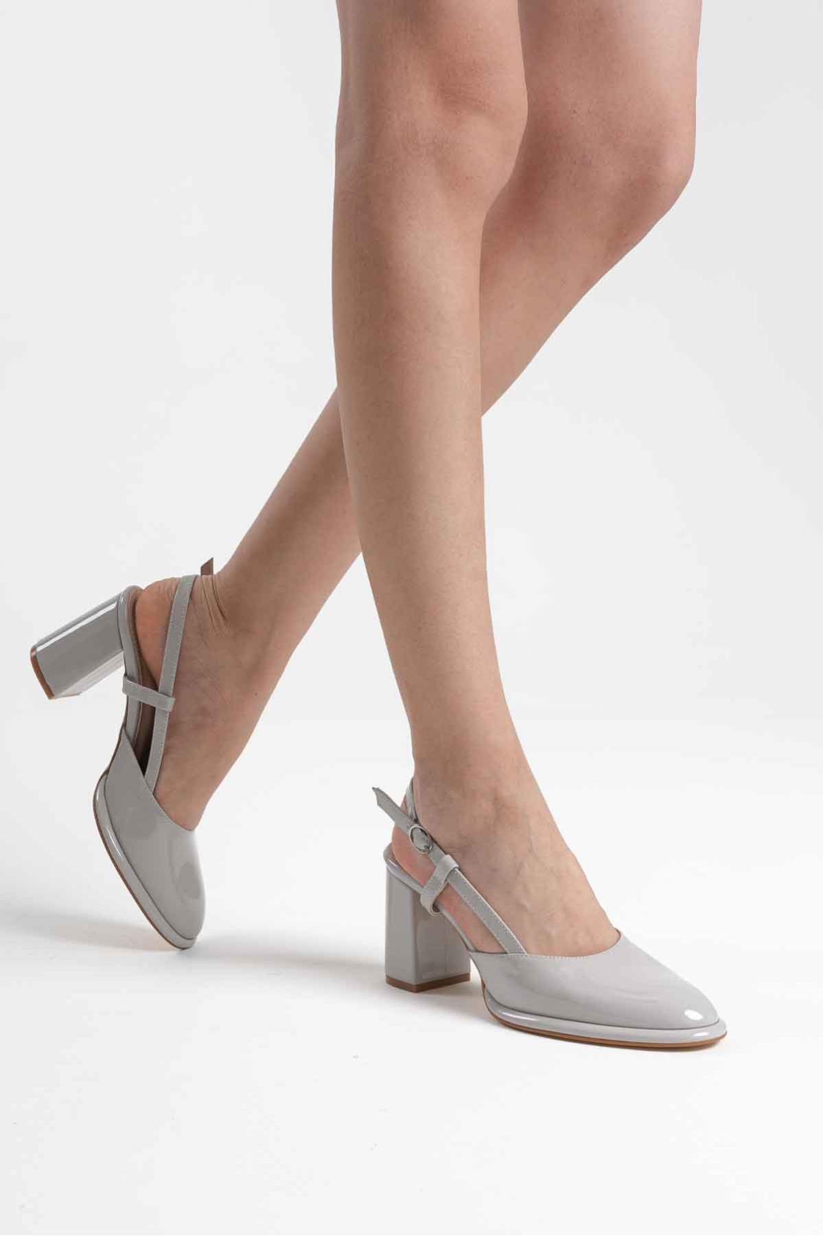 Denma Gri Rugan Kadın Topuklu Ayakkabı
