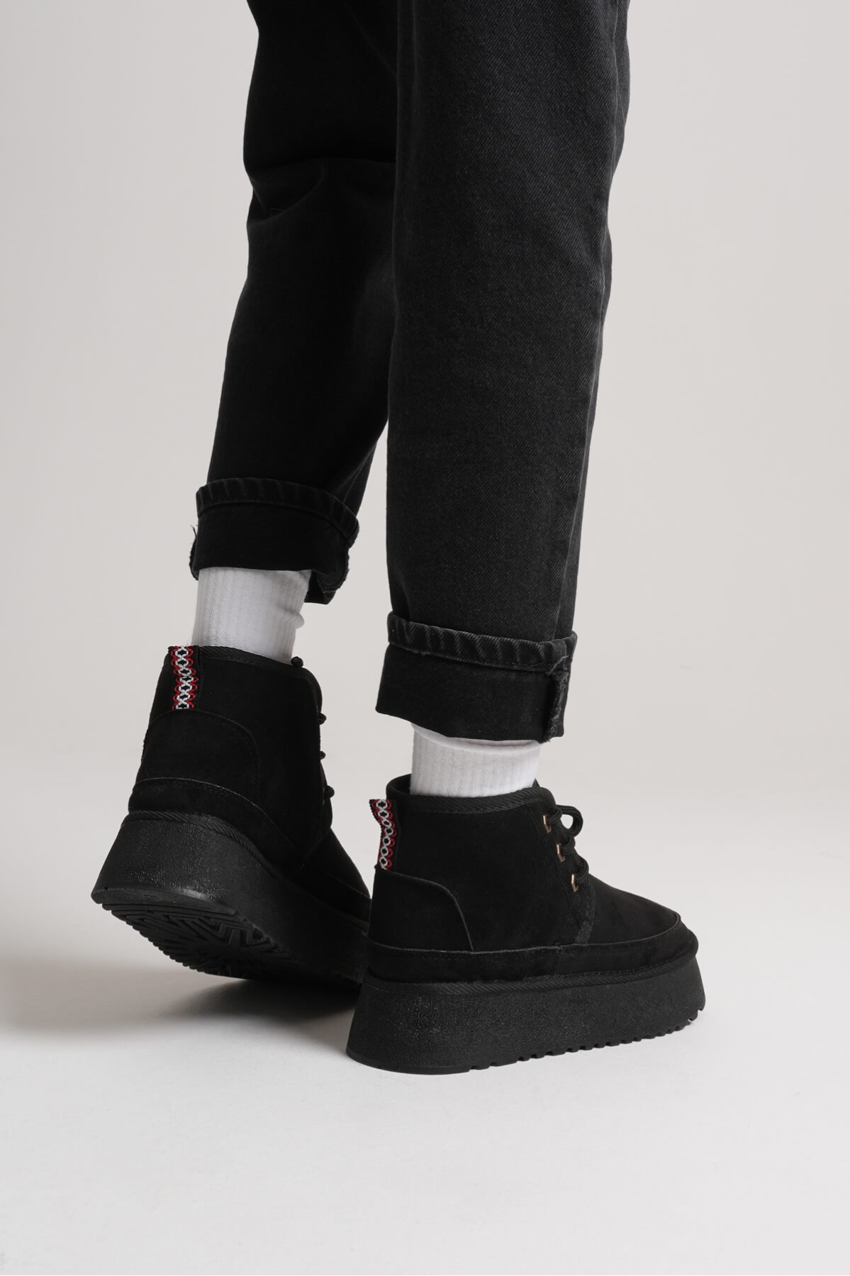 Elena Kadın Siyah Kışlık İçi Kürklü Kalın Taban Bot