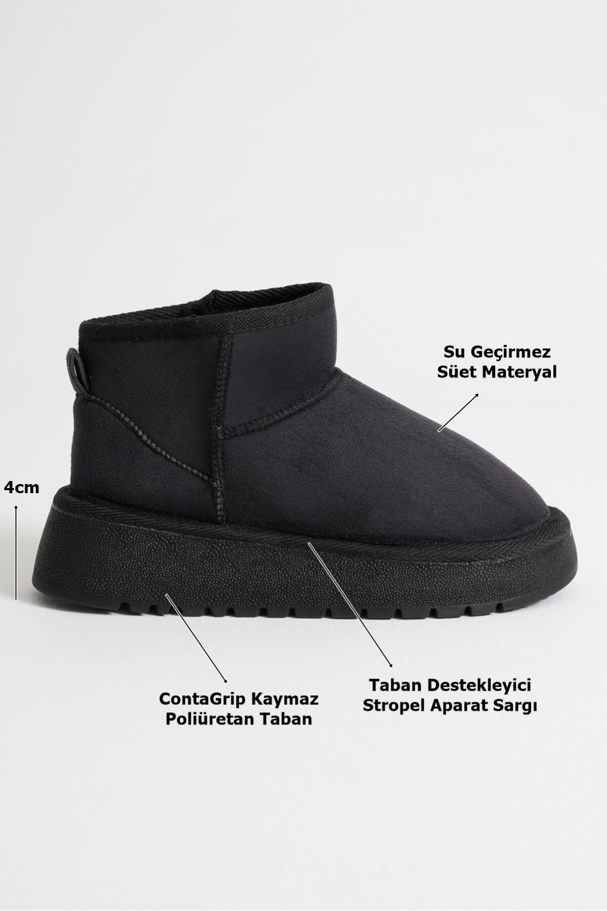 Alina Kadın Siyah Kışlık Kürklü Bot