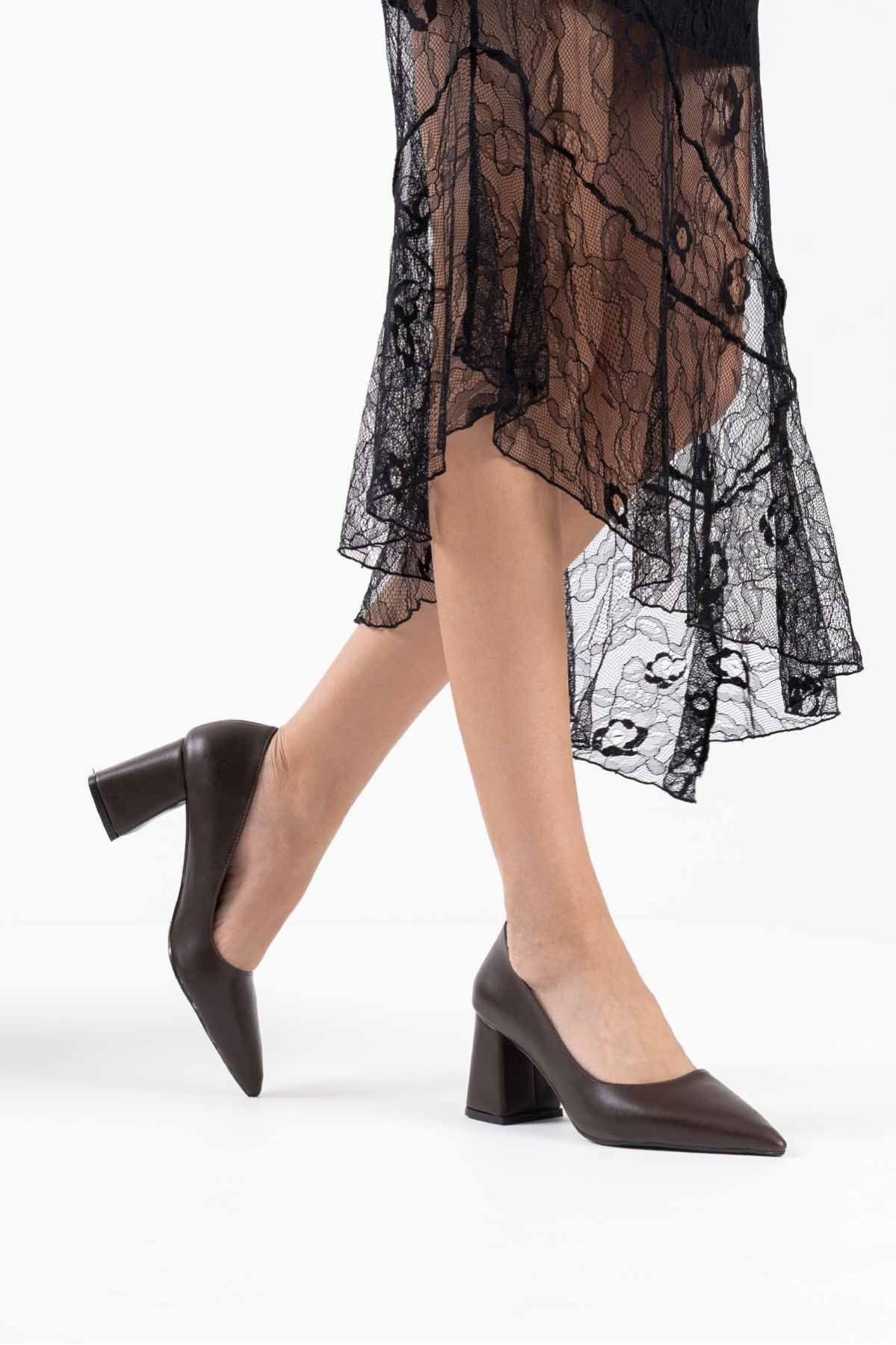 Valeria Acı Kahve Cilt Kadın Topuklu Ayakkabı