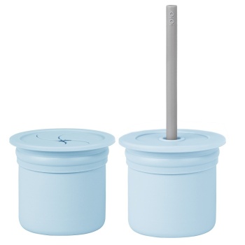   Pipetli Silikon Bardak Seti Mineral Blue / Powder Grey