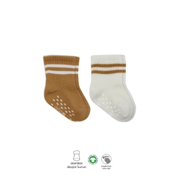 2Li Çemberli Kaymaz Soket Çorap 10125 Ekru Hardal