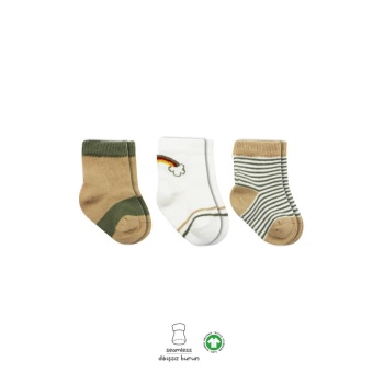 3Lü Penye Rainbow Soket Çorap BS10113 Nil