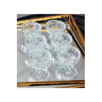 Rayan Cam Ayaklı Kase 6lı Kristal Görünüm