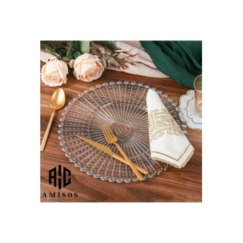 Supla, Boncuklu Sunum Tepsisi Şeffaf Sunumluk 20 Cm.