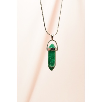 Yeşim Doğal Taşı Zincirli El Yapımı Tasarımlı Kolye Uç: 3,5 cm Zincir: 20 cm Kutulu