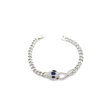 Zirkon Taşlı Yılan Bileklik - Gümüş