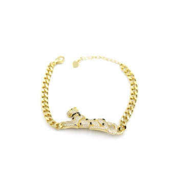 Zirkon Taşlı Leopar Bileklik - Altın