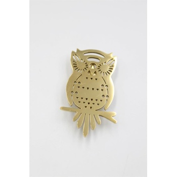 Çelik Baykuş Broş - Altın