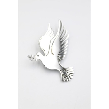 Çelik Güvercin Broş - Gümüş