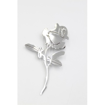 Çelik Gül Broş - Gümüş