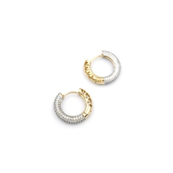 Taşlı Halka Küpe - Altın