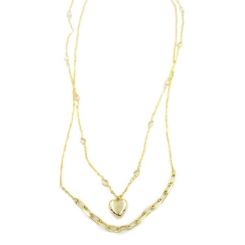 Kalp Kolye - 90cm - Altın