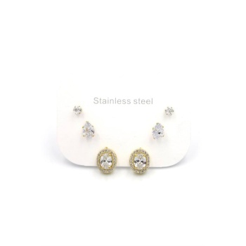 Çoklu Taşlı Küpe - Altın