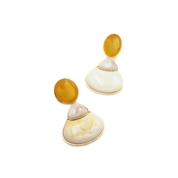 Taşlı Küpe - Krem