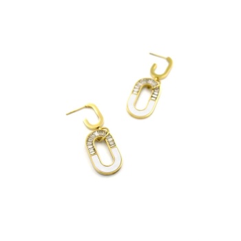 Baget Taşlı Küpe - Altın