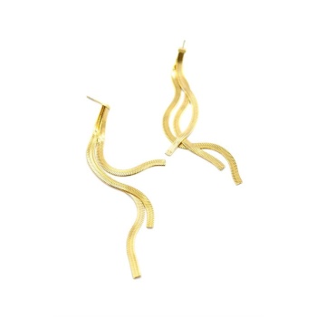 İtalyan Zincir Sallantılı Küpe - Altın