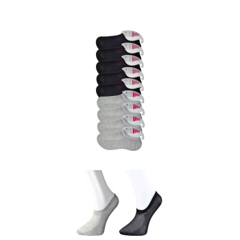 Siyah ve Gri Kadın Görünmez Çorap 9 çift