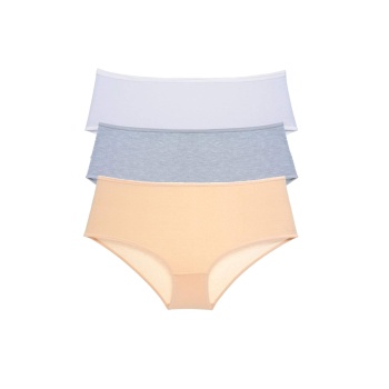 3 Adet Kadın Yüksek Bel Bato Külot Beyaz Gri Ten