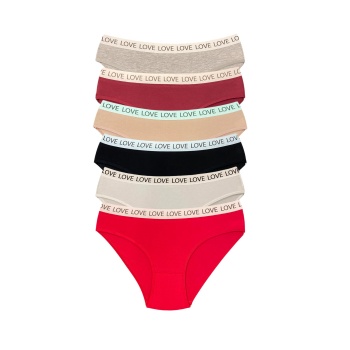 6 Adet Pamuklu Esnek Kadın Slip Bikini Külot Geniş Lastikli Baskılı