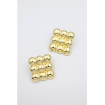 Metal Kare Küpe - Altın