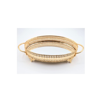 Metal Aynalı Oval Tepsi (28*20)