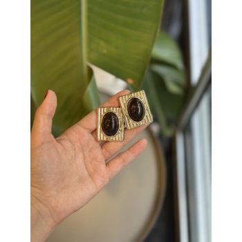 Taşlı Küpe - Siyah