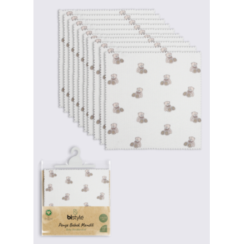 NessiWorld Bear 20x20 10Lu Penye Mendil 90162 Ekru