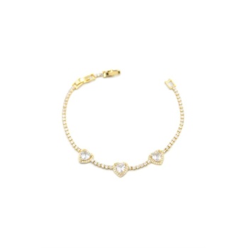 Kalp Taşlı Bileklik - Altın