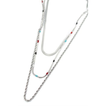 3lü Çelik Kolye - Gümüş