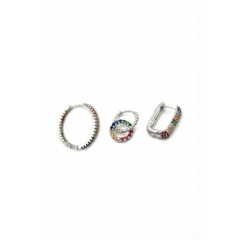 3lü Halka Küpe - Gümüş