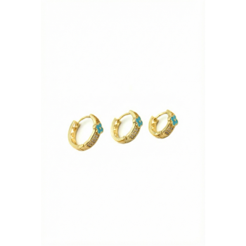 3lü Halka Küpe - Turkuaz