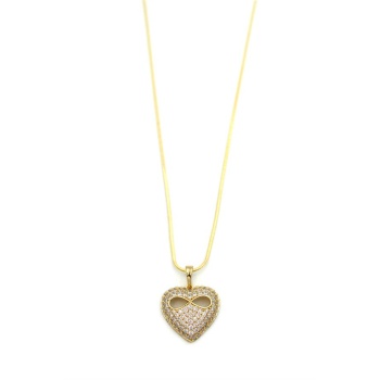 Sonsuz Aşk Taşlı Kalp Kolye - 14K Altın