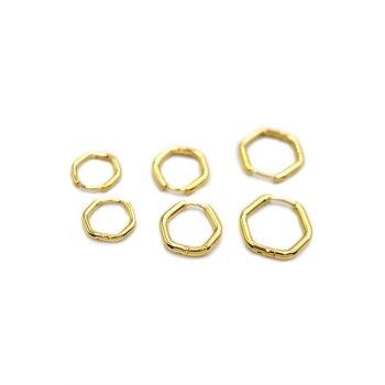 6lı Beşgen Küpe - Altın