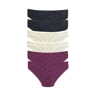 6 Adet Önü Dantelli Transparan Kadın Slip Külot S115