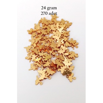 Oya Abiye Bileklik Kolye Pleksi Metalik Plastik Pul Altın Renk 24 gram 270 adet - BNC555