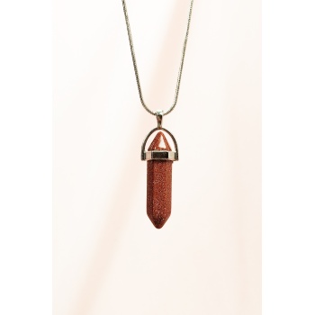 Yıldız Taşı Doğal Taşı Zincirli El Yapımı Tasarımlı Kolye Uç: 3,5 cm Zincir: 20 cm Kutulu