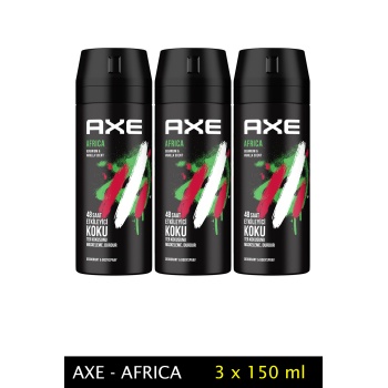 3 Adet Axe Africa Erkek Deodorant Sprey 150 ml