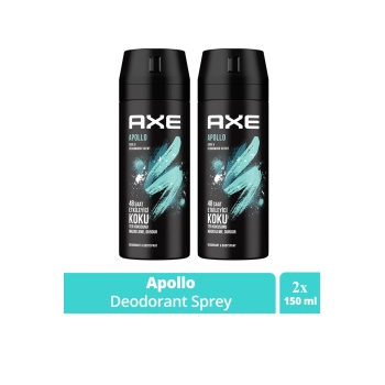 2 Adet Axe Erkek Sprey Deodorant Apollo 48 Saat Etkileyici Koku Vücut Spreyi 150 ml