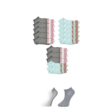 Gri ve Beyaz Kadın Bilek Çorap 15 çift