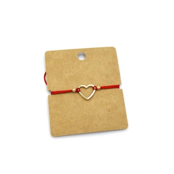 Halka Kalp İp Bileklik - Kırmızı