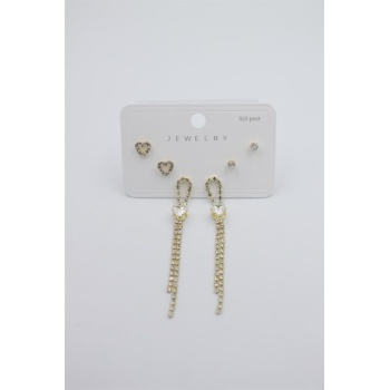 Çoklu Set Küpe - Altın