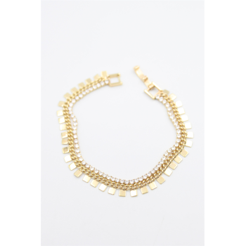 Kare Pullu Su Yolu Bileklik - Altın