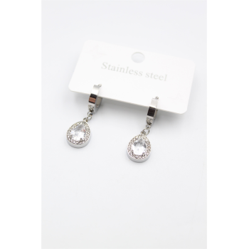 Damla Taşlı Küpe - Gümüş