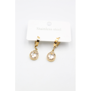 Damla Taşlı Küpe - Altın