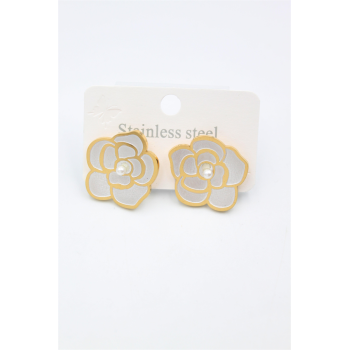 Sedef Çiçek Küpe - Altın