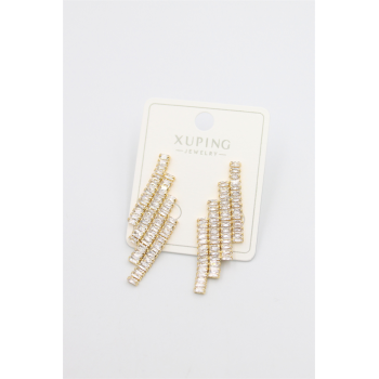 Baget Taşlı Küpe - Altın